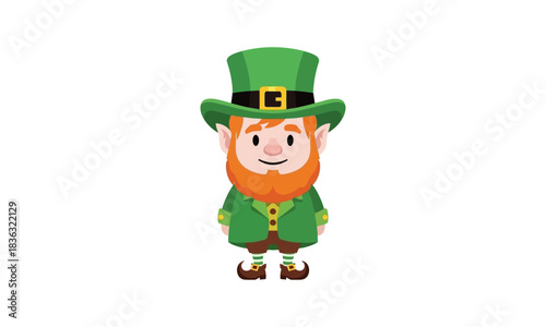 A cheerful leprechaun dressed in traditional green attire with a hat, symbolizing Irish folklore and good luck