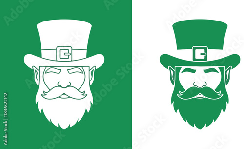 Charming illustration of a distinguished Irish character, complete with a classic top hat and full beard, representing luck and celebration for festive designs