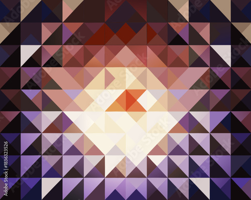 A vibrant geometric pattern of triangles in warm and cool hues
