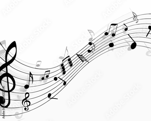 Elegant musical notes and treble clef forming a flowing artistic design