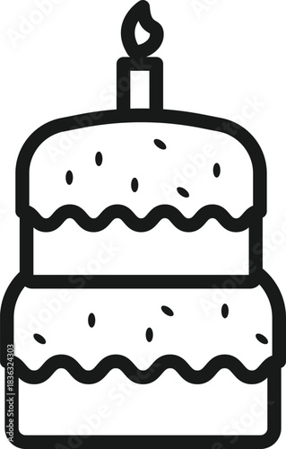 birthday cake icon. cake and candle icon