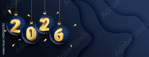 2026 hanging bauble lettering banner with text space