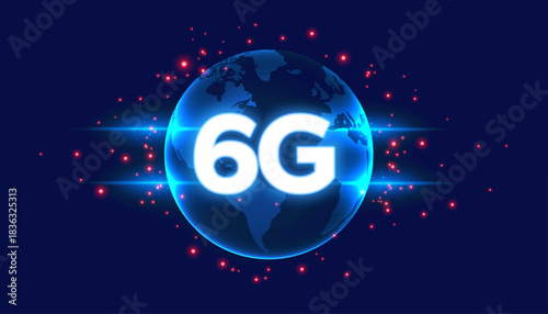 6g cellular network global connectivity background with digital particle