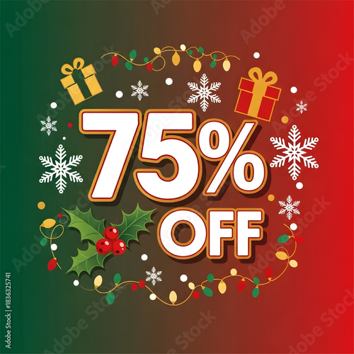 75 percent off christmas sale vector illustration
