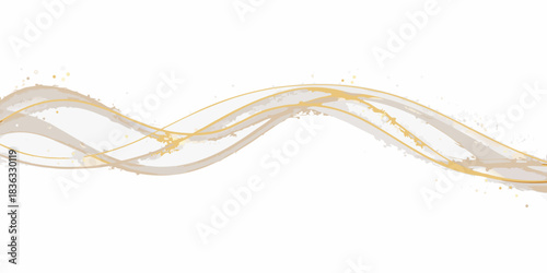 Elegant golden and beige abstract curves on a clean white background