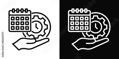 Time Management Icon White And Black Background Style
