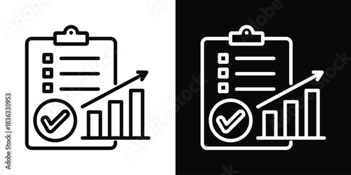 Task Completion Icon White And Black Background Style