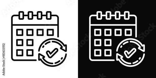 Habits Tracker Icon White And Black Background Style