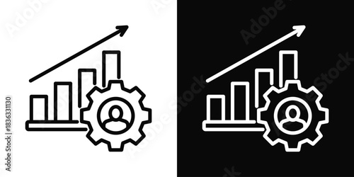 Skill Improvement Icon White And Black Background Style