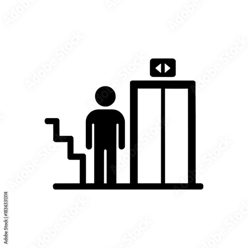 Sedentary Lifestyle Elevator Use Icon