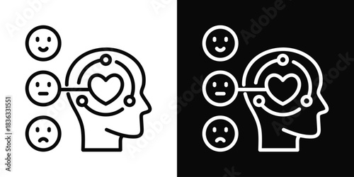 Emotional Intelligence Icon White And Black Background Style