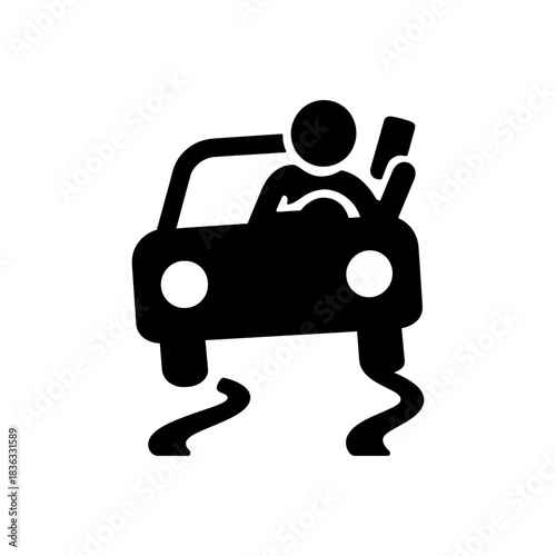 Distracted Driving Mobile Usage Icon