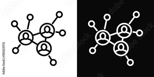 Networking Icon White And Black Background Style