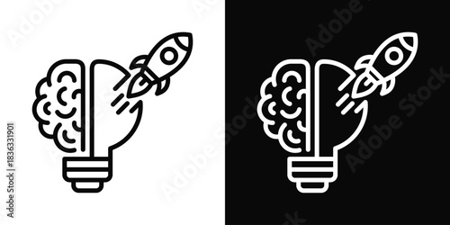 Creativity Boost Icon White And Black Background Style