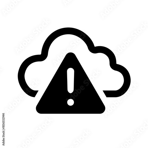 Obraz na plátně An outlined cloud warning icon indicating potential cloud risks, encouraging proactive monitoring, configuration review, and timely intervention to prevent system degradation or service interruption