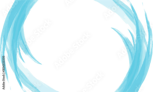 水色の水彩ブラシ円形フレーム（ベクター背景） /Light Blue Watercolor Brush Circle Frame