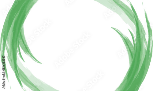 緑の水彩ブラシ円形フレーム（ベクター背景） /Green Watercolor Brush Circle Frame Vector