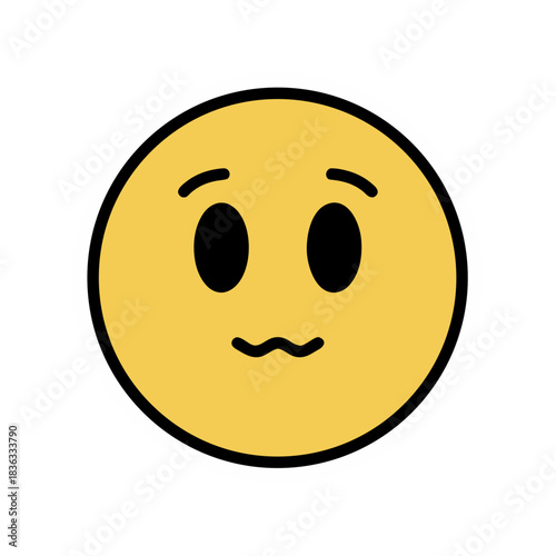 Yellow Smiley Face With Wide Open Mouth Closed Eyes And Small Dots On Cheeks Yawning Expression Isolated On Black Background