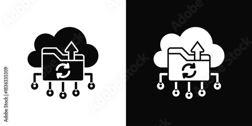 Backup Icon Set White Black Background Style