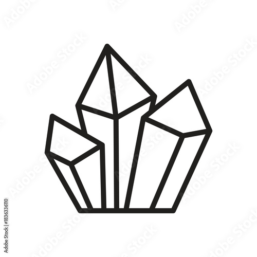 Crystal black line icon. Jewel sign. Brilliant, diamond symbol. Precious stone, gemstone concept. Editable stroke. Vector illustration. Isolated on a white background. Flat design.