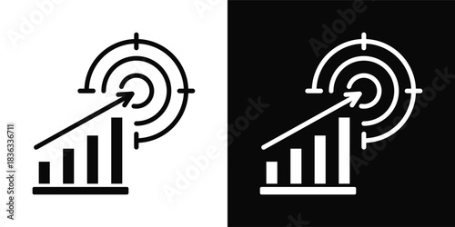 Goal Setting Icon White And Black Background Style