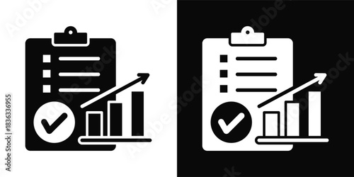 Task Completion Icon White And Black Background Style