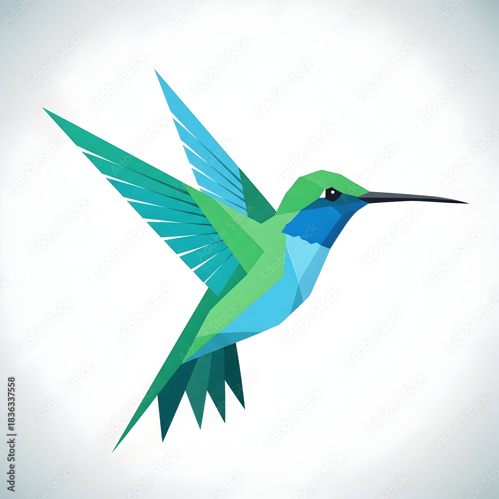 Obraz premium Hummingbird Flying Illustration in Geometric Style