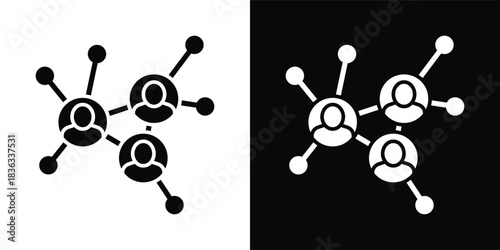 Networking Icon White And Black Background Style
