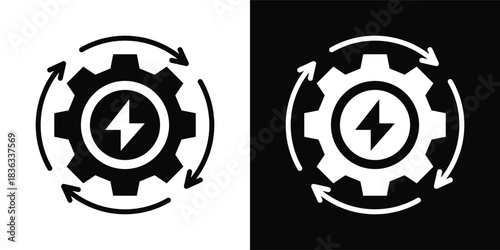 Energy Management Icon White And Black Background Style