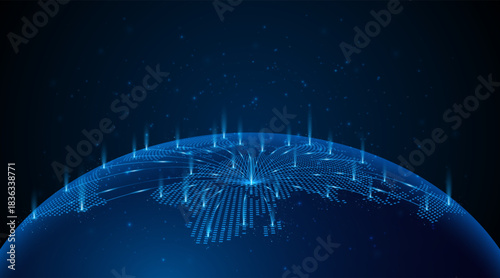 Global connection network background. World map. Internet technology concept or global communication.	