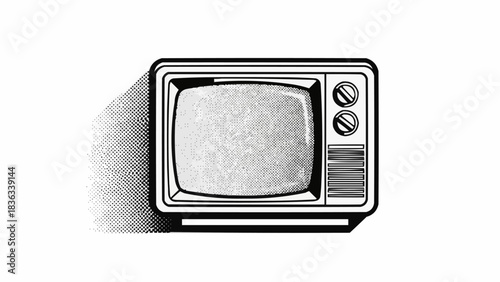 Vintage Television Set with Retro Design and Static Screen.