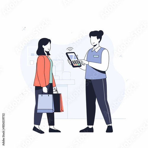 Retail employee processing payment using wireless POS terminal