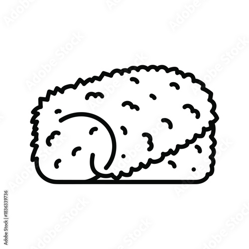 Fluffy Sleeping Animal Curled Up Line Art Icon