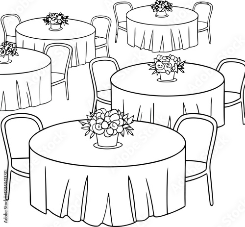 Various stock photo websites feature images for wedding, restaurant, and party table settings