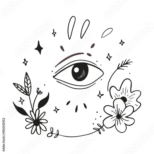 Vector illustration icon design of a beauty woman with flowers and color in her eye and on her face