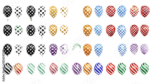A colorful arrangement of pixelated egg designs on a black background