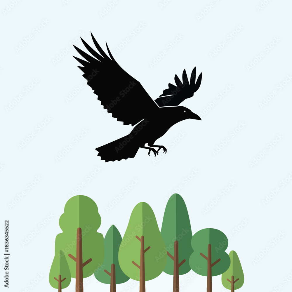 Obraz premium Bird in Flight Over Forest Canopy