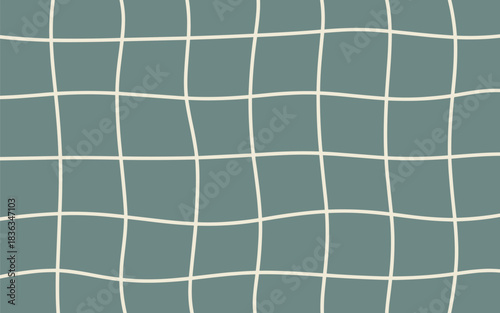 Abstract wavy grid pattern with muted blue-green background and cream lines creating a subtle, organic texture