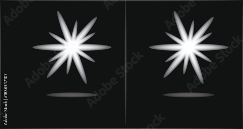 Abstract Glowing Starburst Light Effect on Black Background