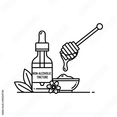 Non-Alcoholic Tincture with Herbal Ingredients and Honey Outline Icon