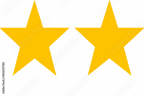 Two bright yellow stars against a plain white background simple design
