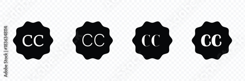 Closed caption line icon on white and black background. EPS 10 .Vector illustration .