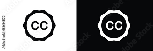 Closed caption line icon on white and black background. EPS 10 .Vector illustration .