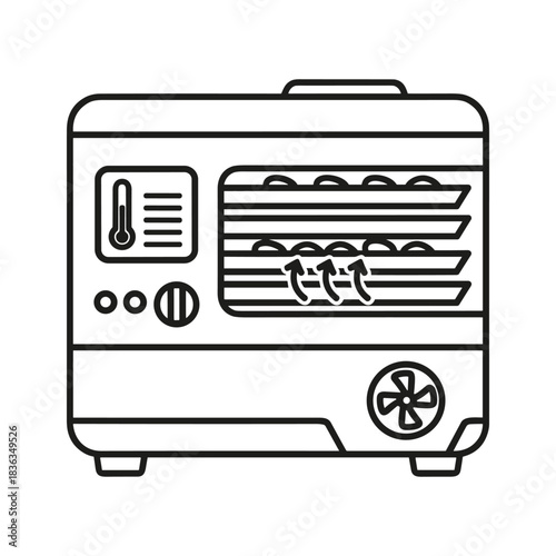 Food Dehydrator Line Icon with Temperature Control and Trays