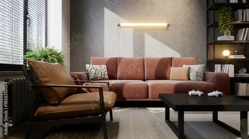 Studio apartment with an open kitchen area.