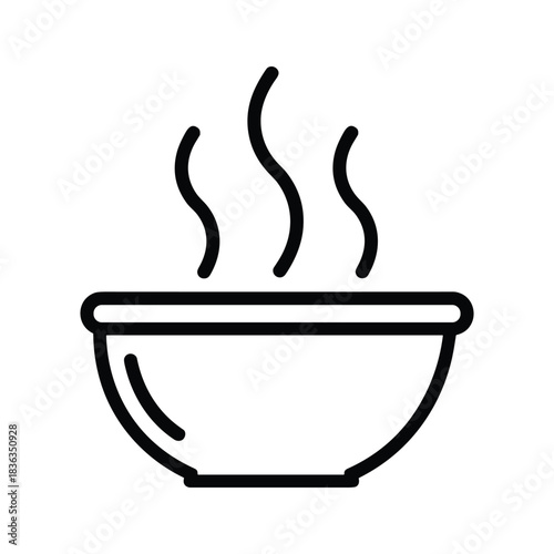 Hot Steaming Bowl Line Icon