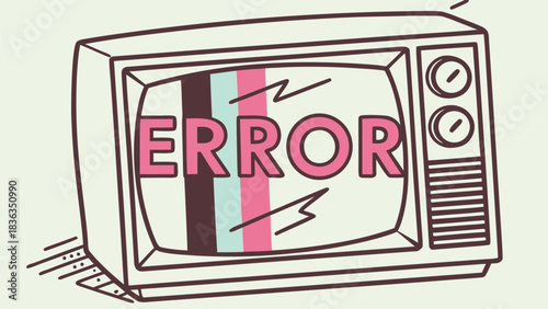 An Error Message on a Vintage Television Screen