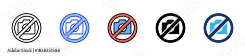 Camera Blocked Icon Collection With Multiple Styles