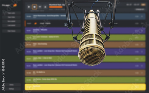 Background with a professional microphone