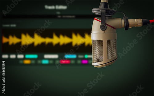Background with a professional microphone